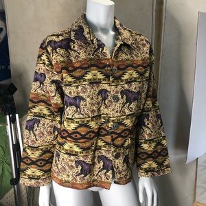 Vintage Women woven horse Jacket - Large